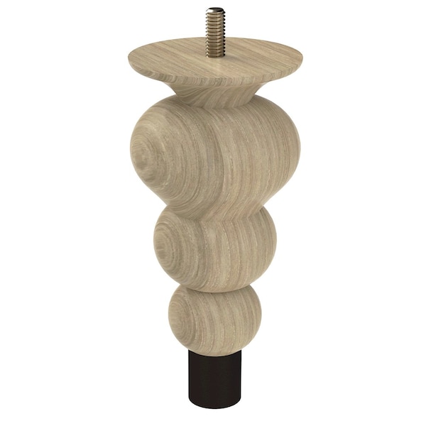Designs Of Distinction 6" Tipt Toe Bun Foot with bolt and 1" Flat Black Ferrule - White Oak 01242006WKWR6 - main